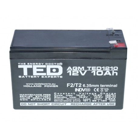 Will Facilitate frequency Acumulator Plumb - Acid 12V-10A TED