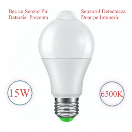 Bec cu LED si Senzor de Miscare  E27 - 15W - 6500K