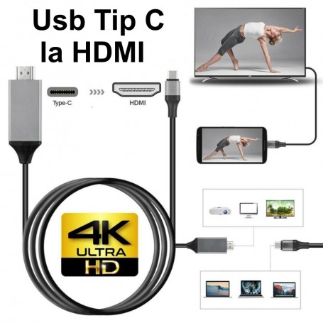 machine pin Pub Cablu Usb Tip C 3.1 la HDMI 2.0 / 4K*2K / 2m